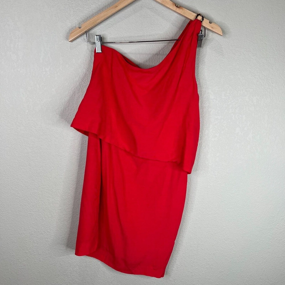 Reiss Women's One Shoulder Party Cocktail Dress Sleeveless Red Size 2